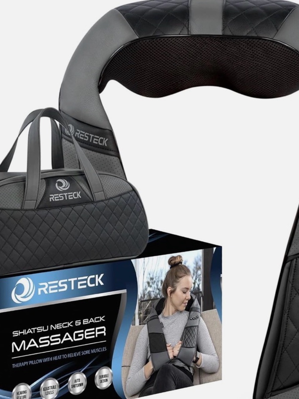 Black Shiatsu Neck & Back Massager with Carry Bag